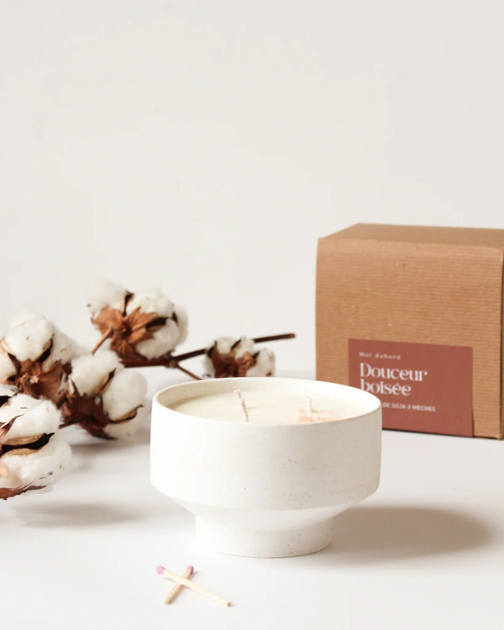 Bougie de soja 3 mèches - Douceur boisée - Moi D'abord - 420g